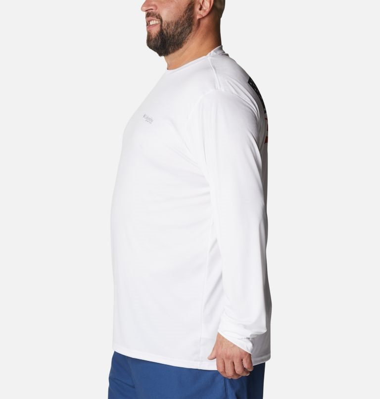 Men's Columbia PFG Terminal Tackle Fish Flag Long Sleeve Sweatshirts White | Plus Size CA-J0431